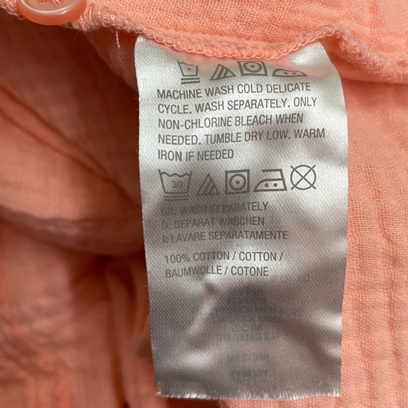 Anybody Gauze Raglan Tunic Buttons Women's Top Sz M Orange - Picture 9 of 11